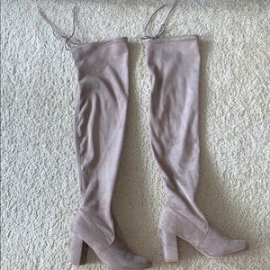 Taupe over the knee boots